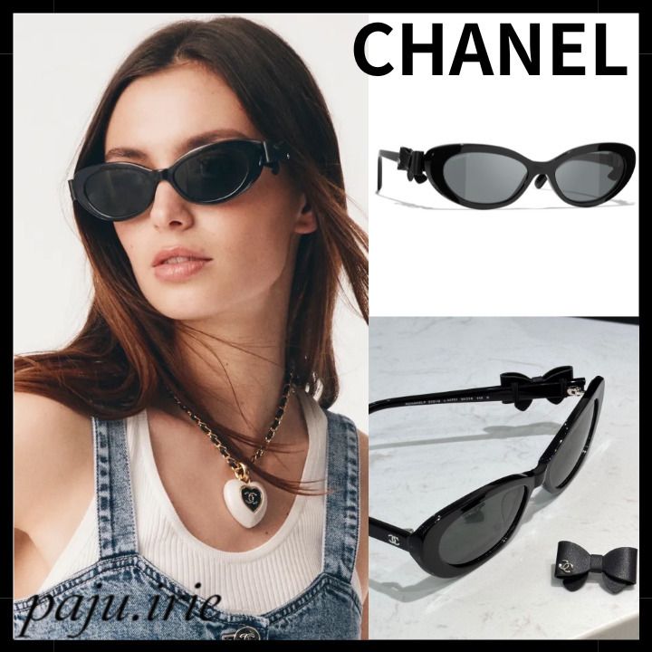 リボン取り外し可能【CHANEL】キャッツアイ シェイプ アイウェア