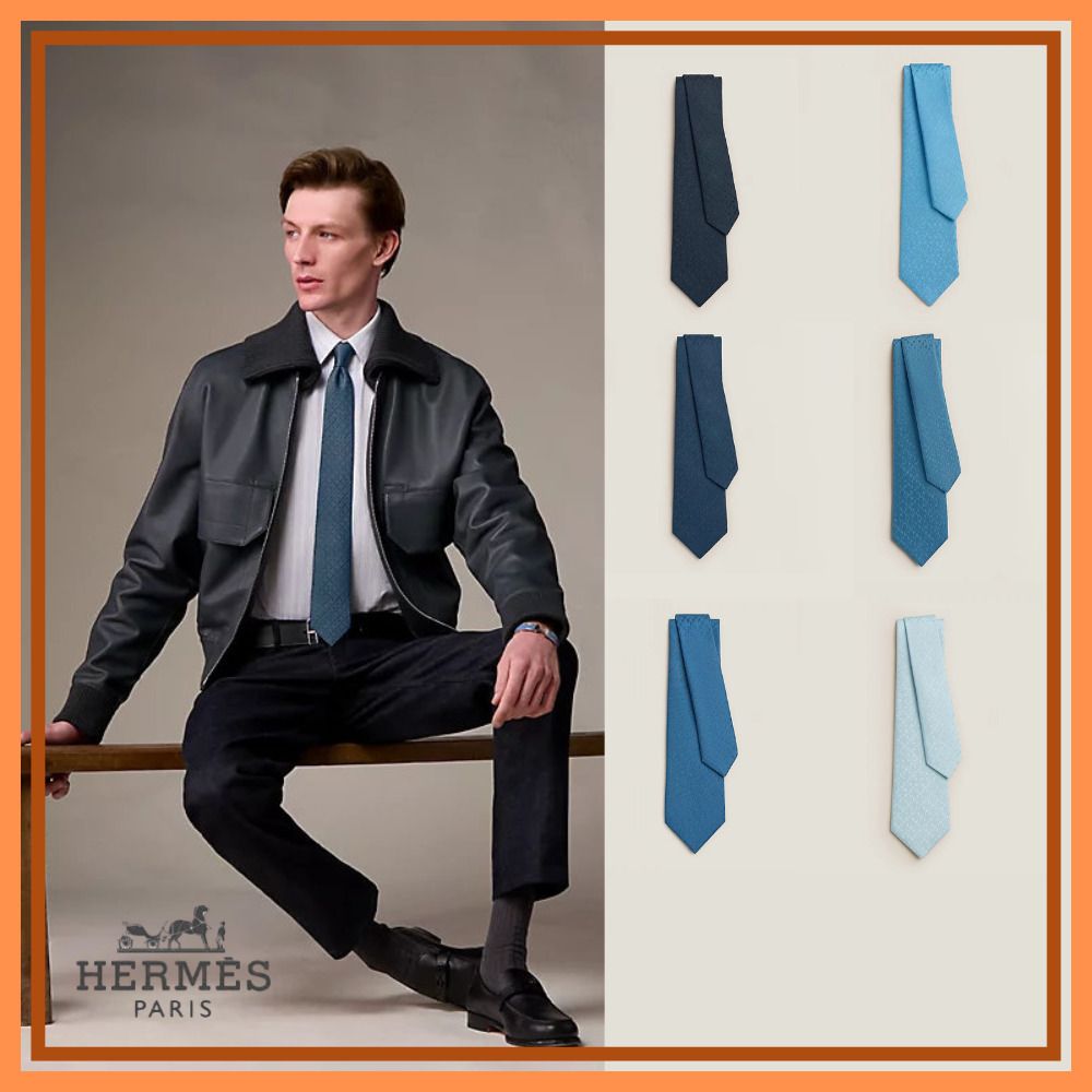 ギフトOK☆職人による逸品【エルメス】NEW H ニューHネクタイ 青