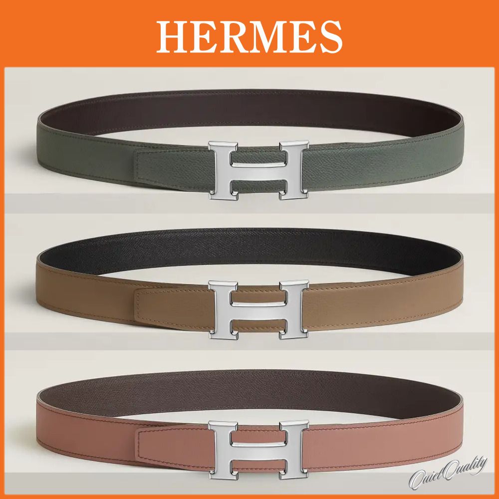HERMES】上質レザー☆人気 リバーシブルベルト Hバックル 32mm (HERMES