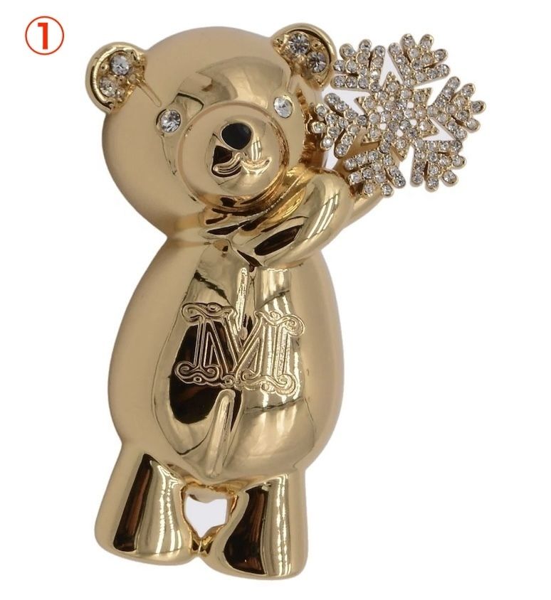 新品 MaxMara SHINYメタルテディブローチ White マックスマーラ Max