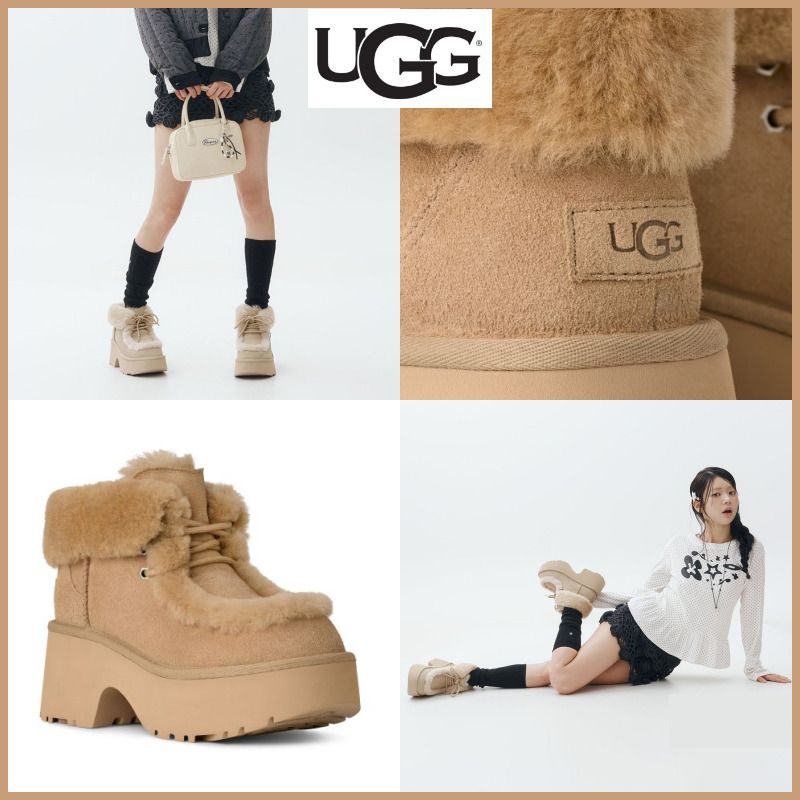UGG Esmi Lace-Up Sheepskin Trim Heel Boots 1171532-MDSD (UGG