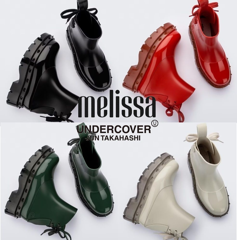 新作◇melissa◇追跡付送料込 厚底安定ヒールレインブーツ22cm