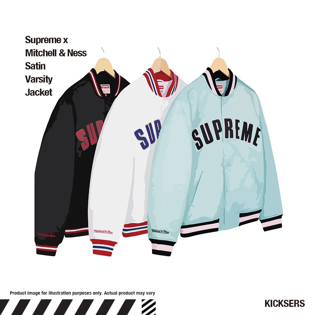話題コラボ！Supreme x Mitchell & Ness Satin Varsity Jacket