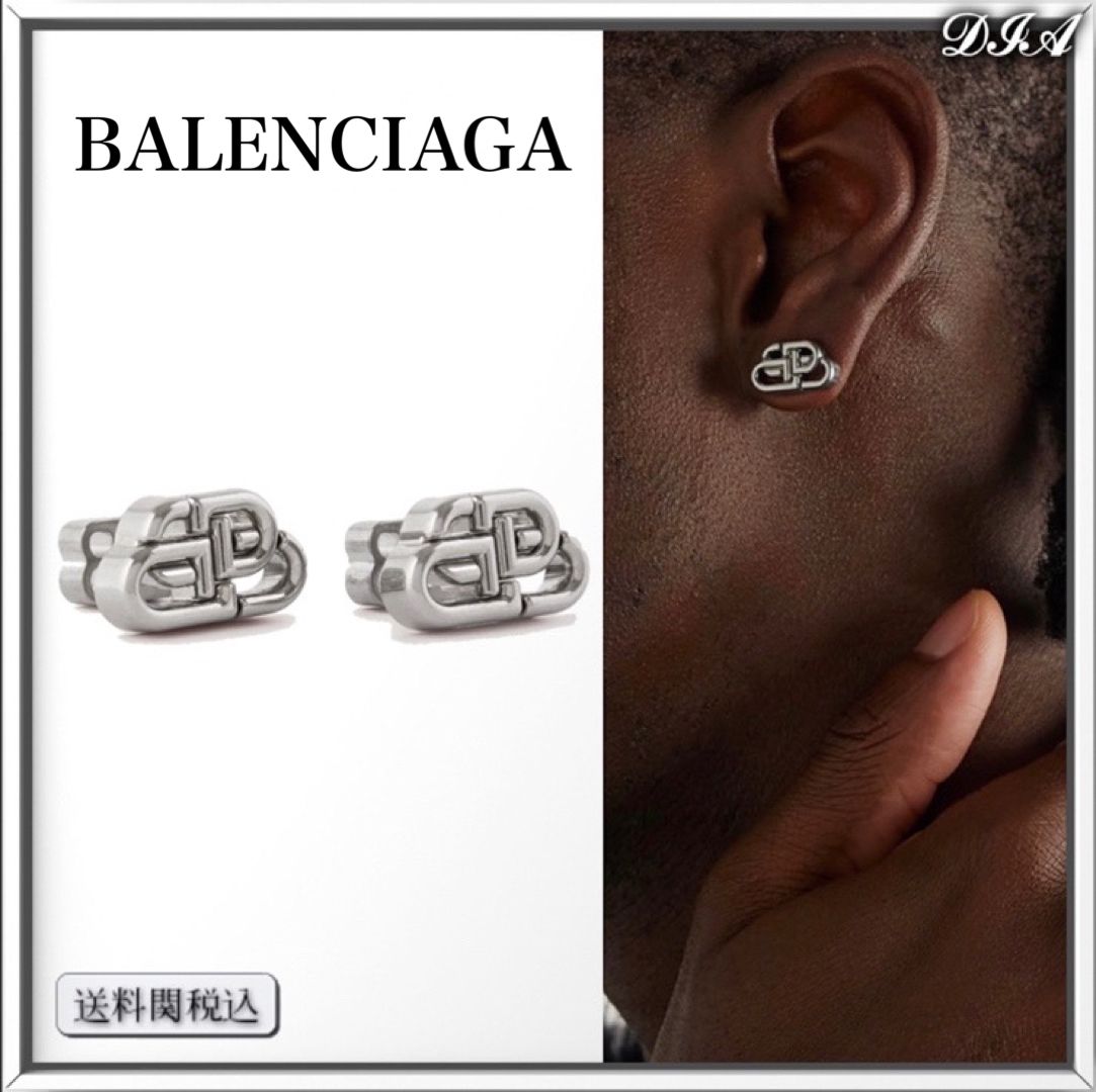 BALENCIAGA BBロゴ シルバートーン スタッド ピアス 人気 (BALENCIAGA