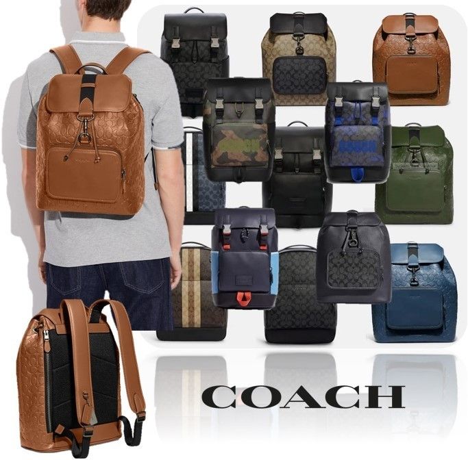 Coach(コーチ) レザー キャンバス モノグラム リュック A4対応 (Coach