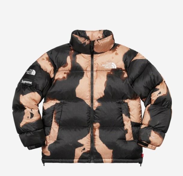 Supreme xThe North Face☆Bleached Denim Print Nuptse Jacket (THE