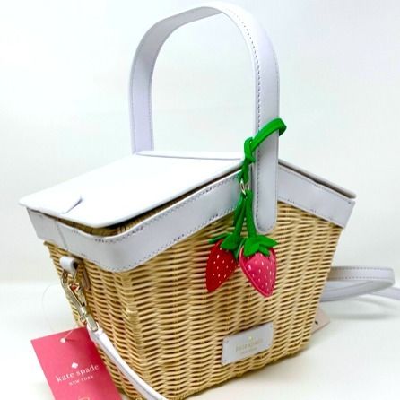セールkate spadeストロベリーピクニックバスケットかごバッグ (kate