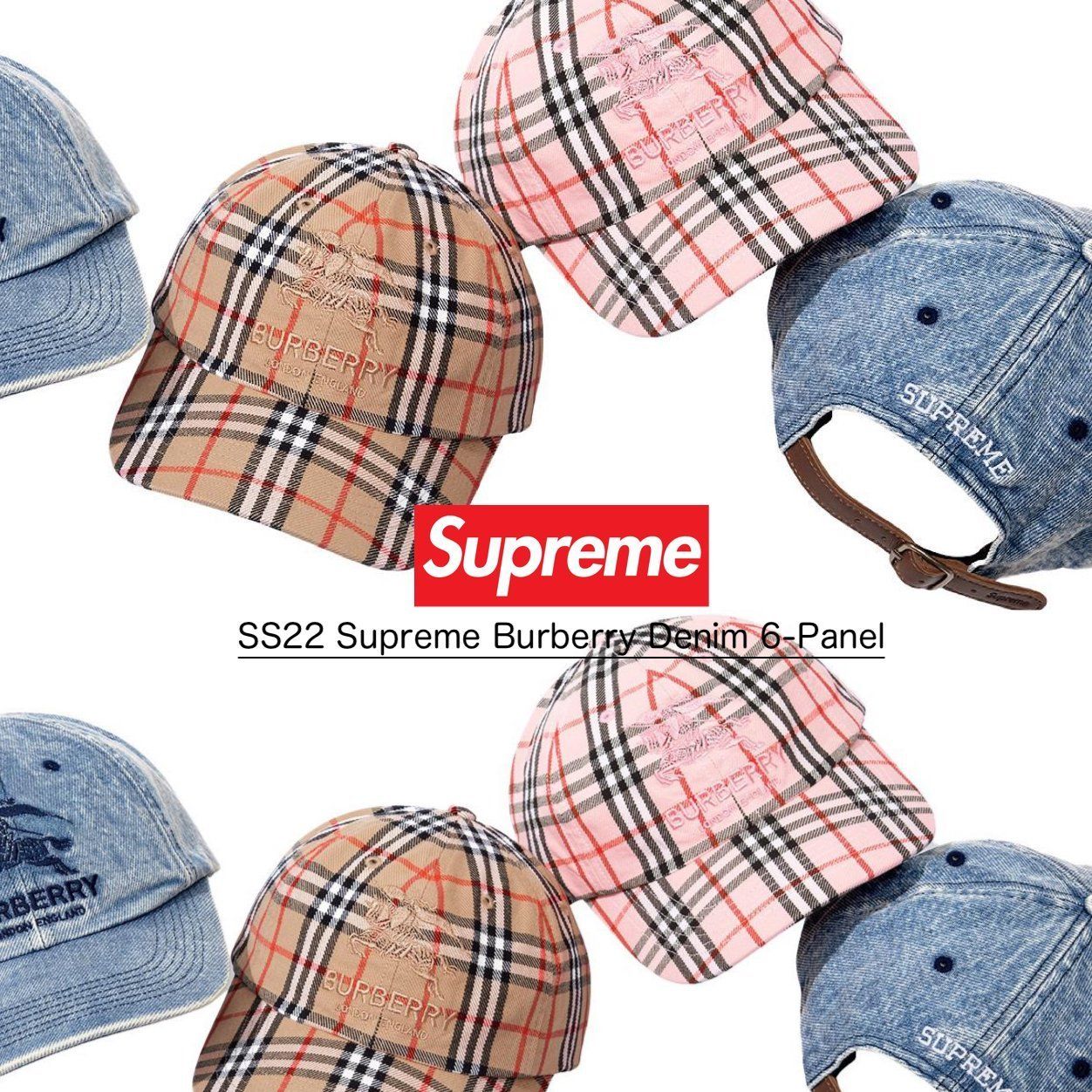 supreme BURBERRY コラボベースボールキャップ BRAND NEW SUPREME X