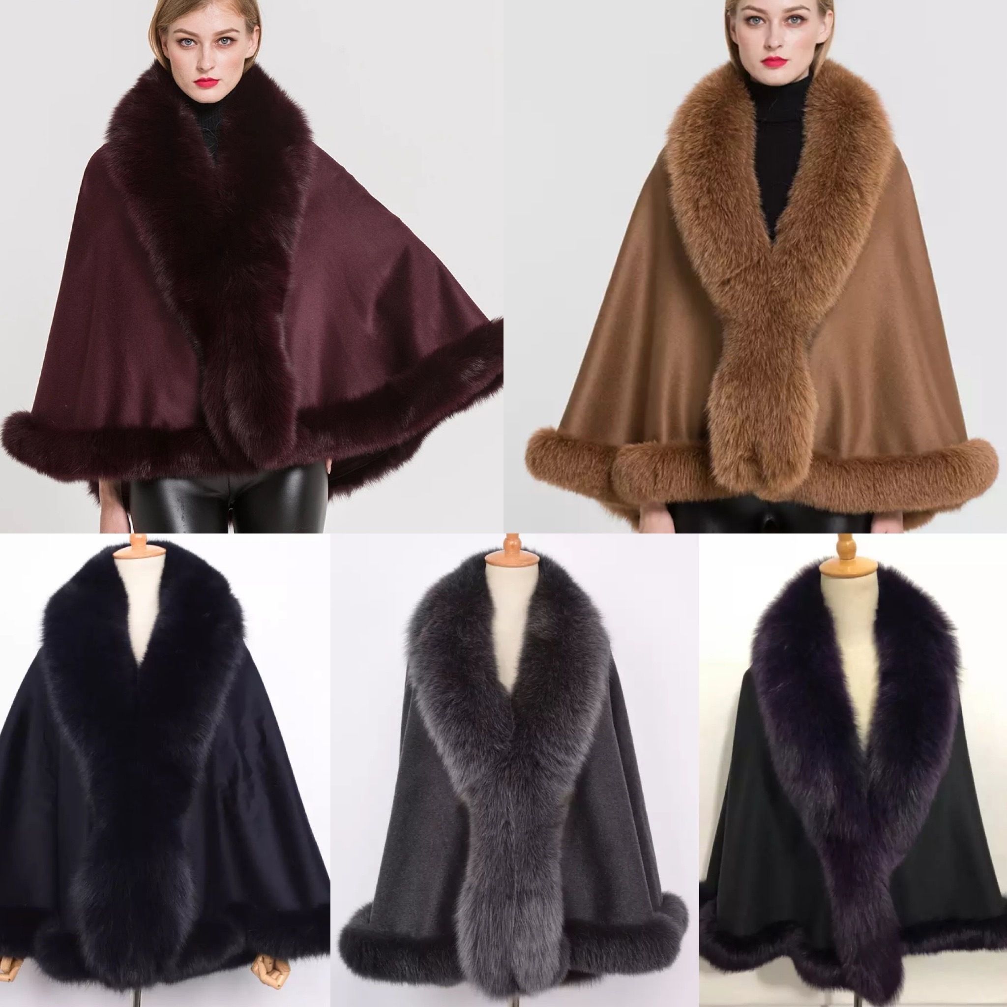 おすすめ))韓国 リアルファー フォックス 毛皮 ケープ ポンチョ