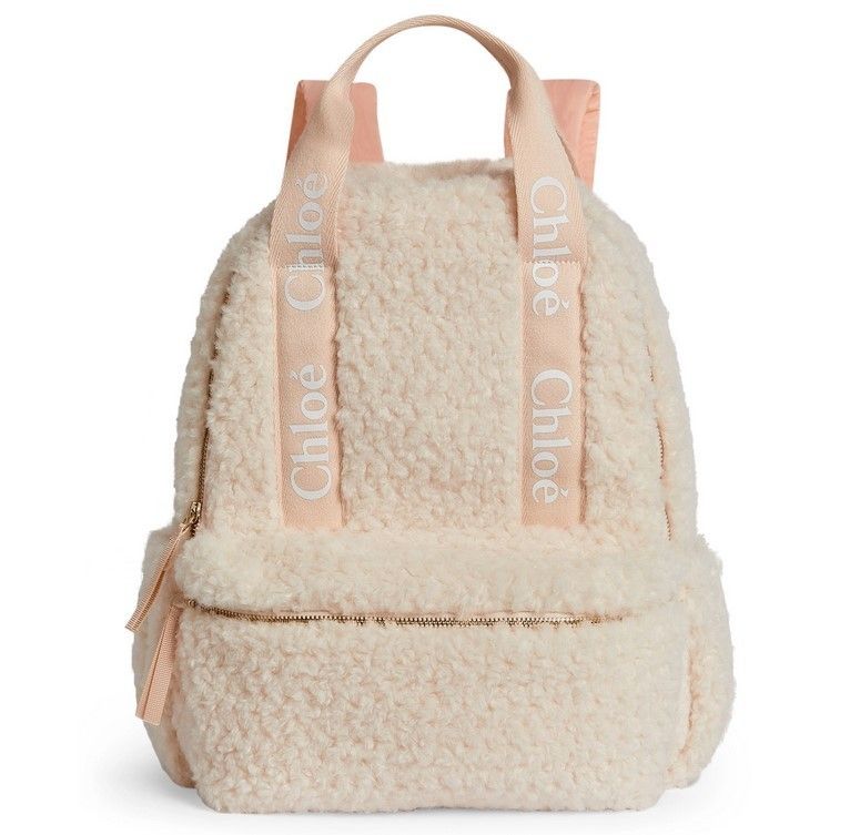 大人もOK♪ Chloe ロゴ ストラップ モコモコファー リュック (Chloe