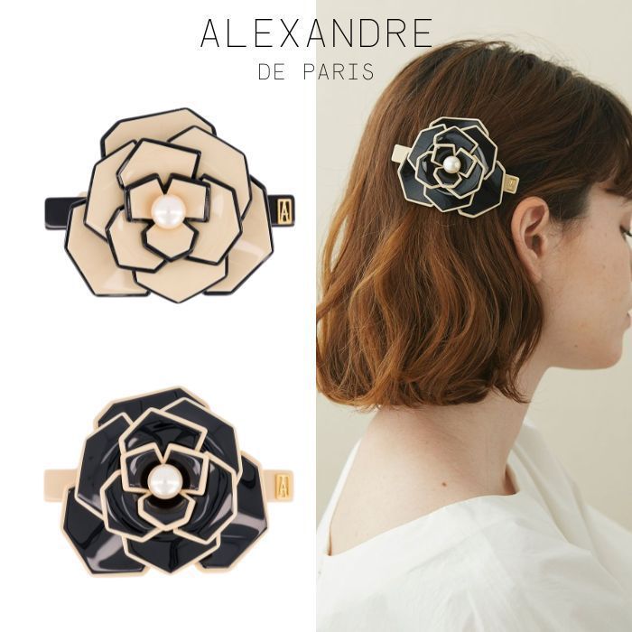 ALEXANDRE DE PARIS ☆ Admirable カメリアバレッタ 8cm (Alexandre de