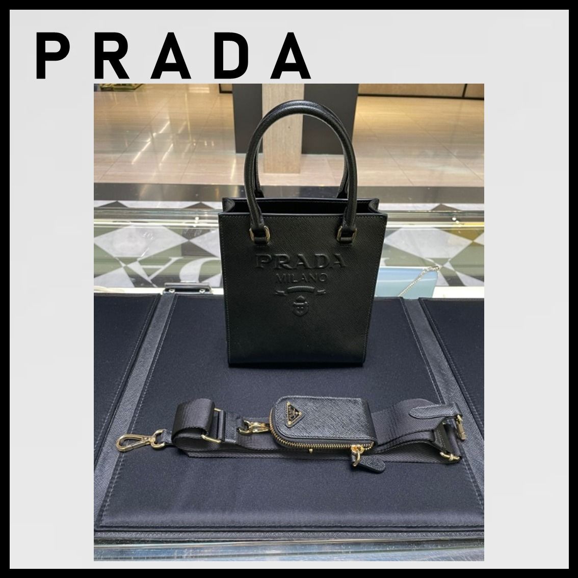 関税込 国内発 PRADA スモール サフィアーノレザー ハンドバッグ