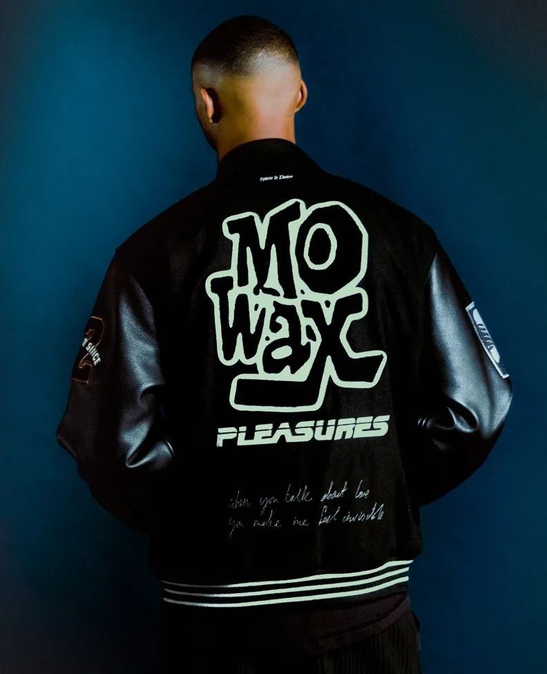 限定 PLEASURES X UNKLE MOWAX ウール バーシティ ジャケット