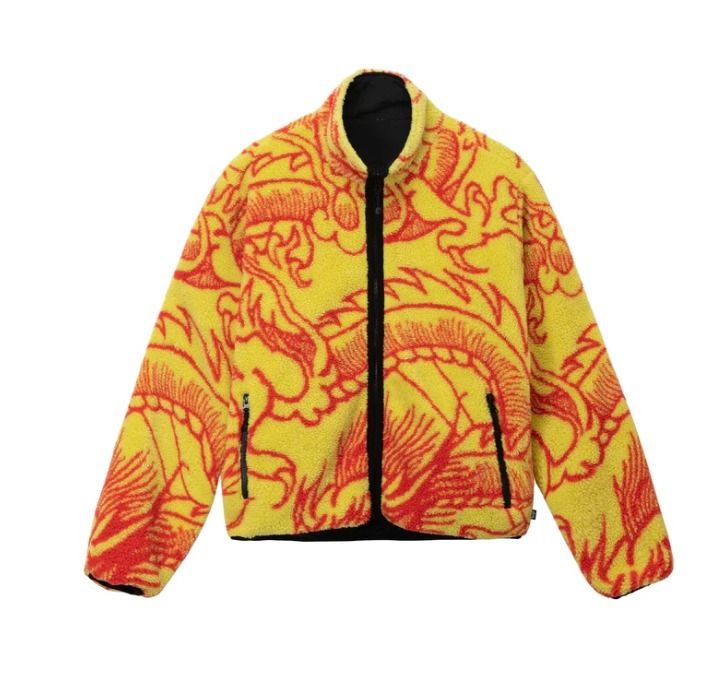 ☆人気☆【STUSSY】☆Stussy Dragon Sherpa Jacke.t☆Lime☆ (STUSSY