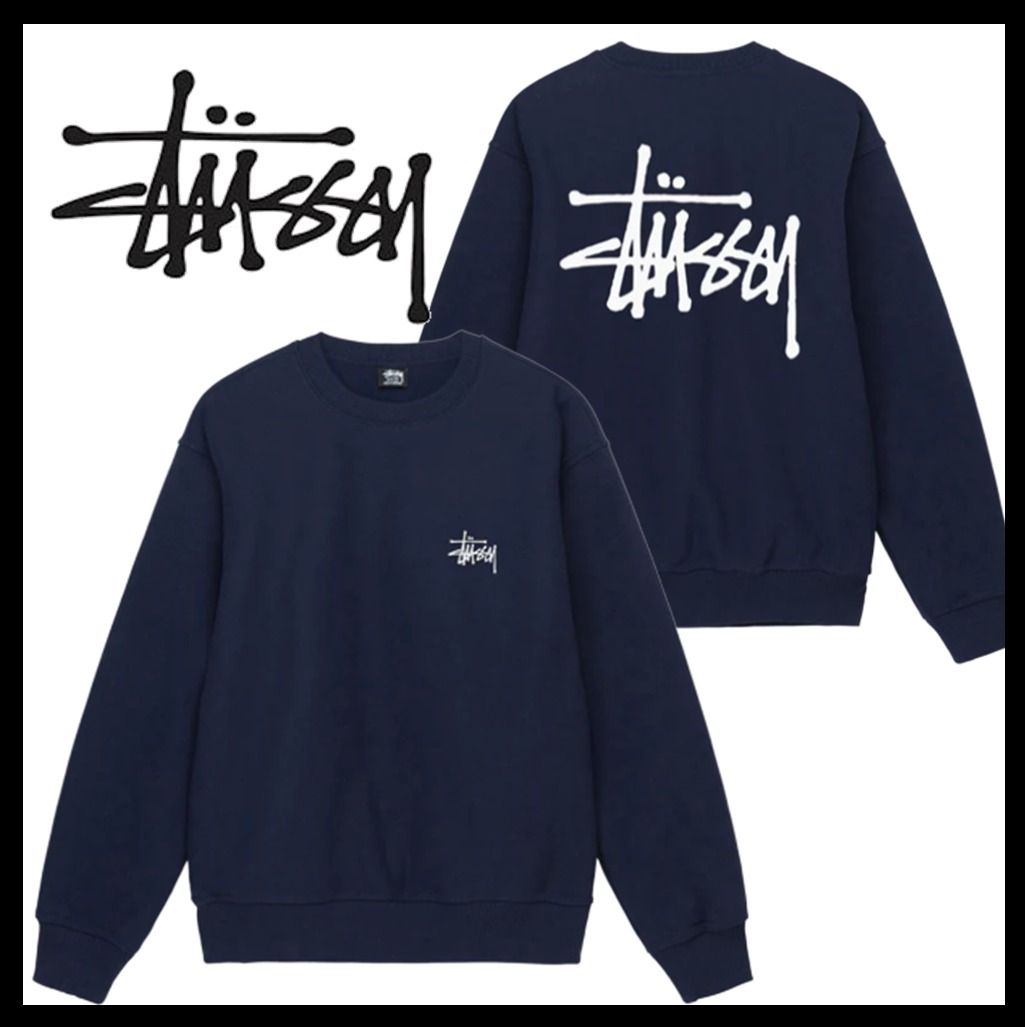 ☆送料・関税込☆Stussy☆BASIC STUSSY CREW スウェット NAVY