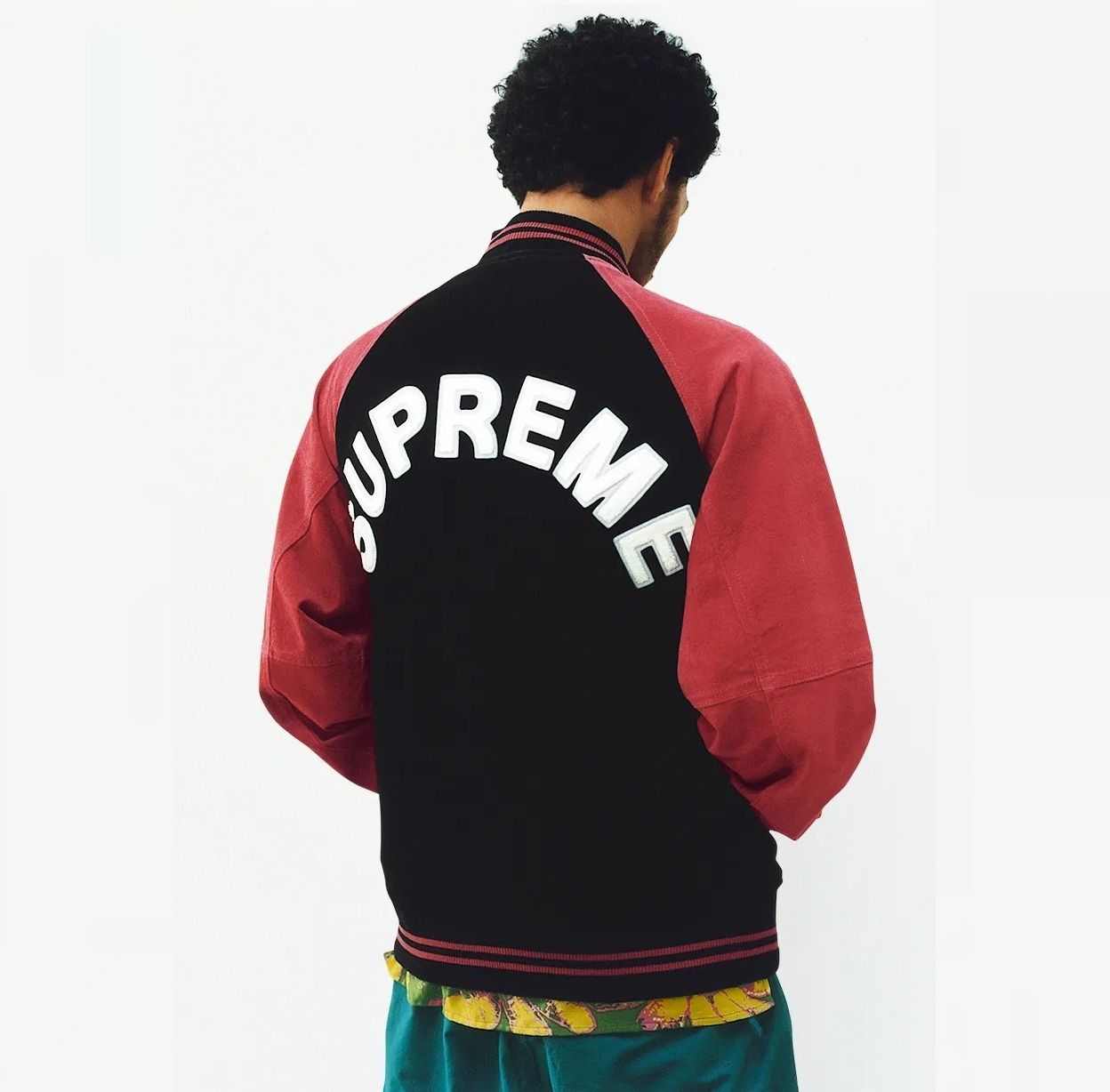 ☆入手困難☆アーチロゴ☆スエードバーシティジャケット SS17 (Supreme