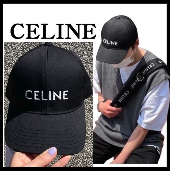 ☆関税込☆CELINE☆(W) Celine Cotton Drill Baseball Cap Black