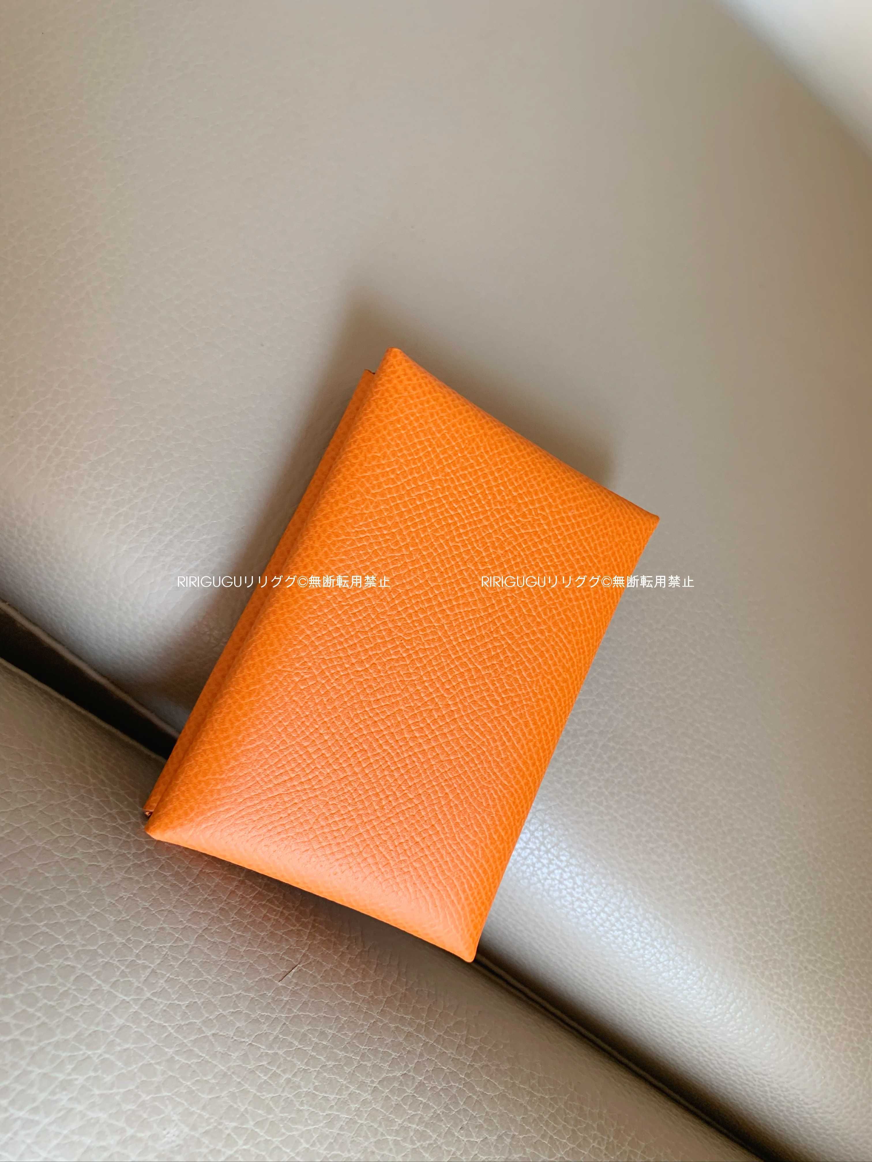 エルメス)オレンジ☆カルヴィ デュオ☆カード＋コインケース (HERMES