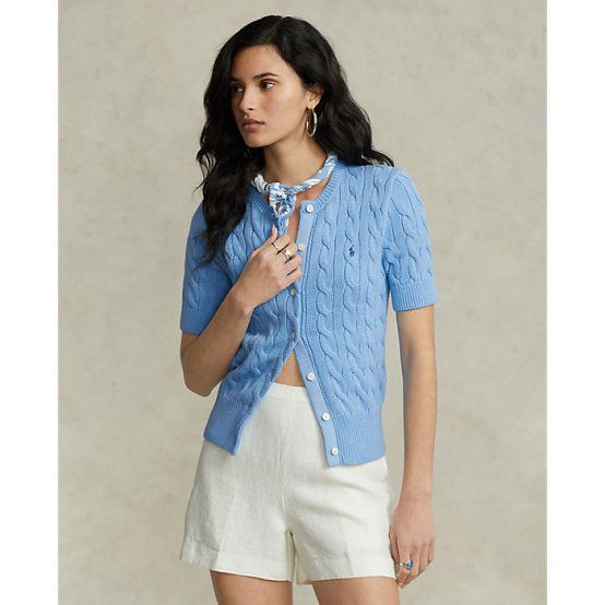 POLO R.LAUREN] カーディガン ケーブルニット 23SS ブルー (POLO RALPH