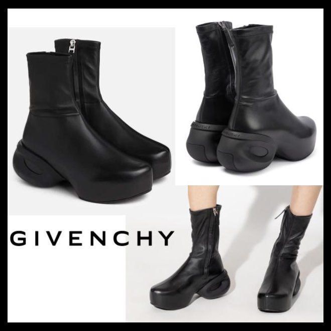 即発 GIVENCHY G クロッグ アンクルブーツ 37 革 ラバーソール