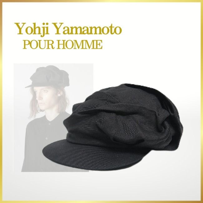 Yohji Yamamoto/POUR HOMME]タックキャスケット黒 /国内買付け (Yohji