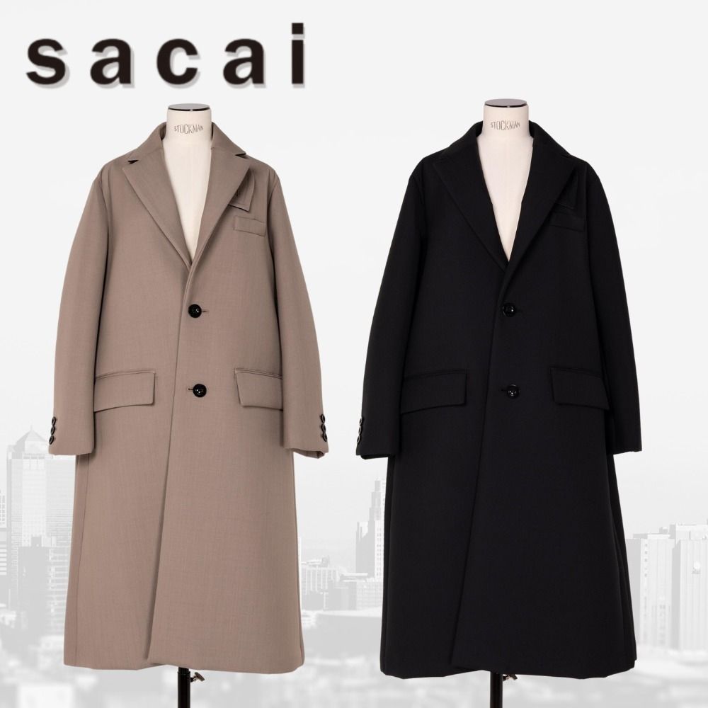 2023AW☆sacai スーツボンディングロングコート Suiting Bonding