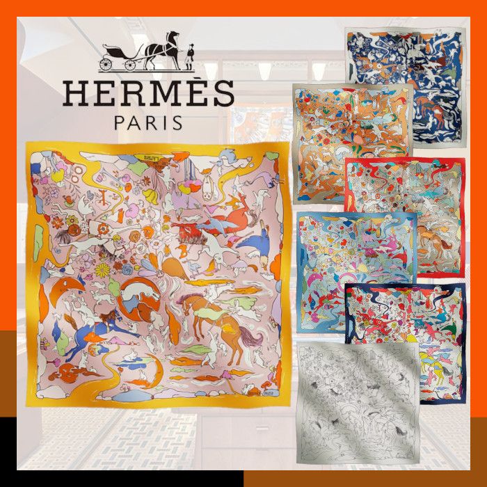HERMES 最新作 人気スカーフ カレ 90 シルク Mille et Un Lapins