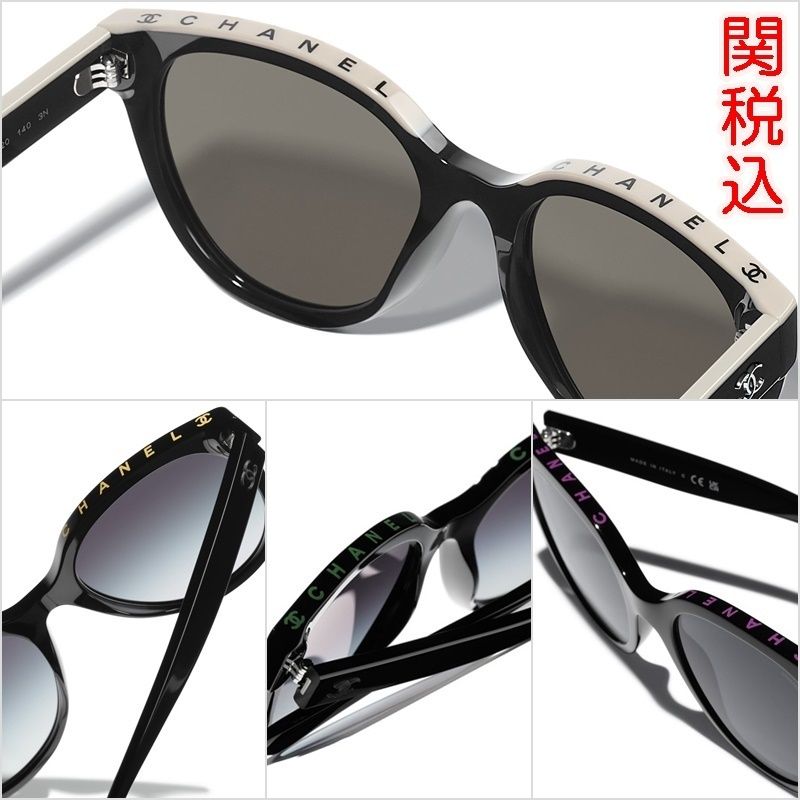 F-fox8】CHANEL ブラック サングラス リボンモチーフ CHANELサングラス