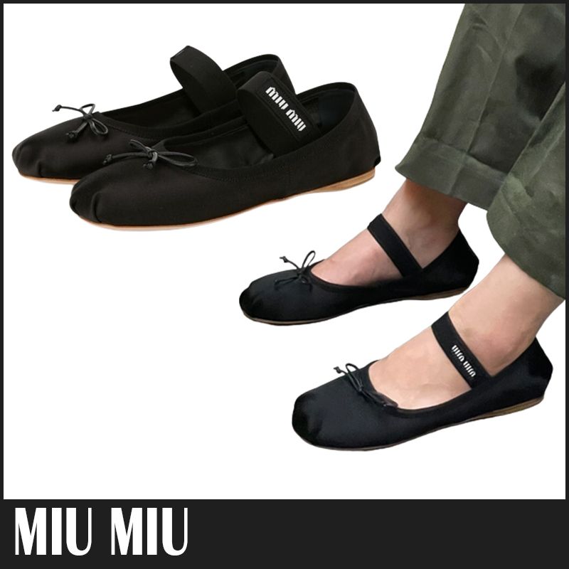 ☆送料関税込 MiuMiu ミュウミュウ サテンバレリーナ シューズ