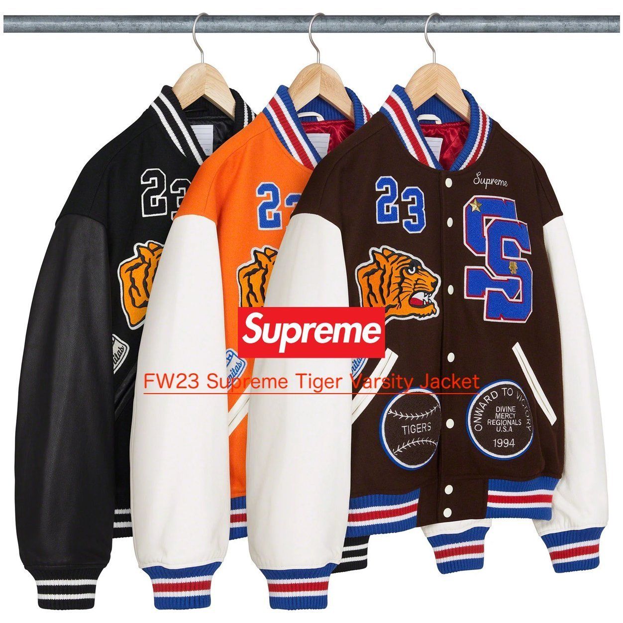 FW23 Supreme Tiger Varsity Jacket - バーシティ ジャケット (Supreme