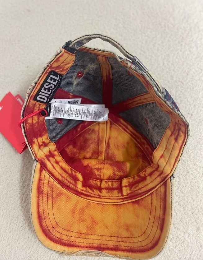 人気☆DIESEL☆C-SEYMON TREATED DENIM BASEBALL CAP BLUE WHITE