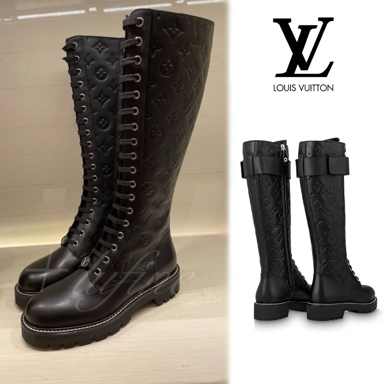 A13647 ルイヴィトンマヒナモノグラムスエードロングブーツ 34.5