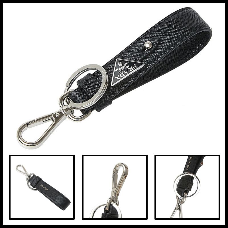 ☆送料関税込☆PRADA サフィアーノ トライアングル キーリング (PRADA