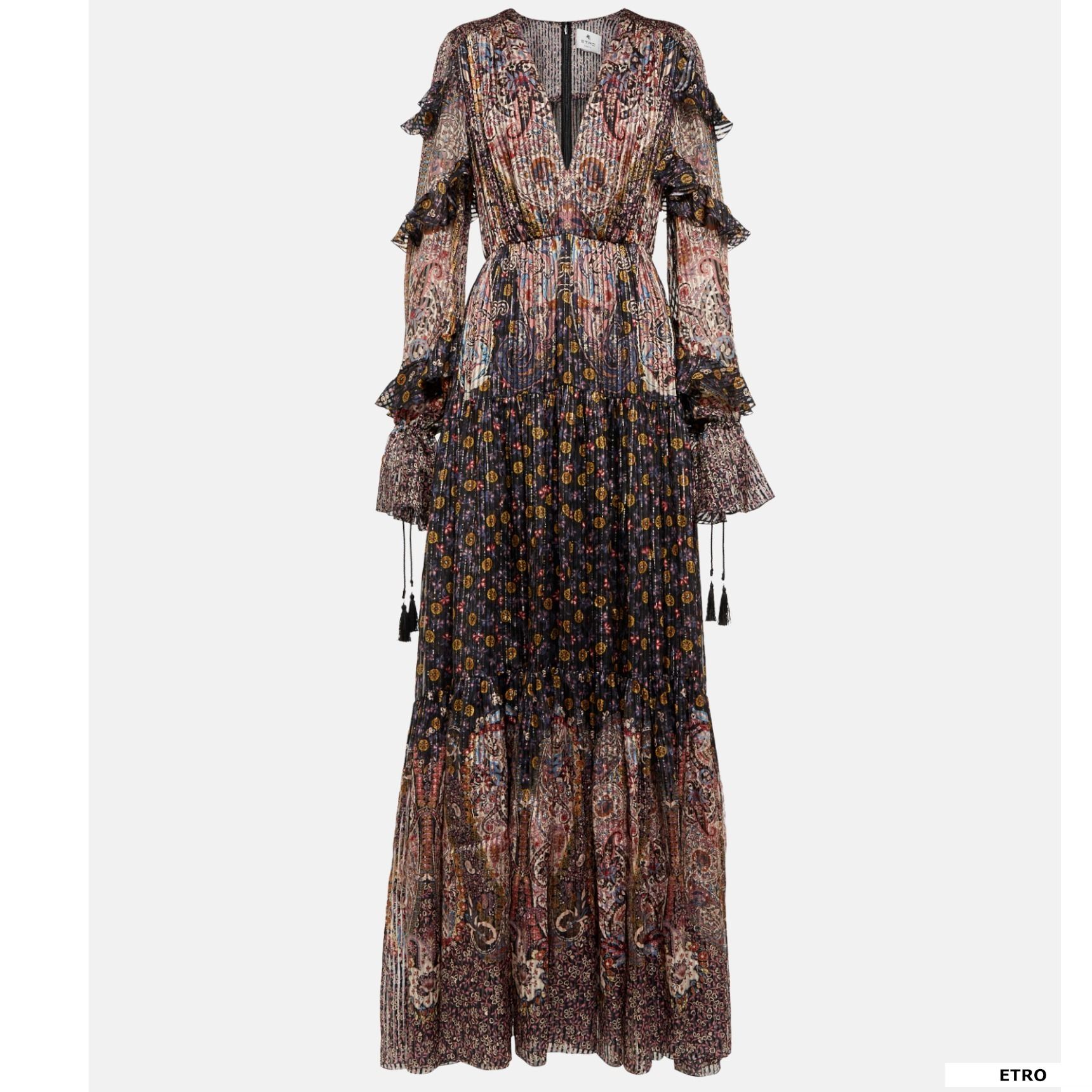 ETRO エトロ ワンピース Paisley pleated metallic silk 738993 (ETRO
