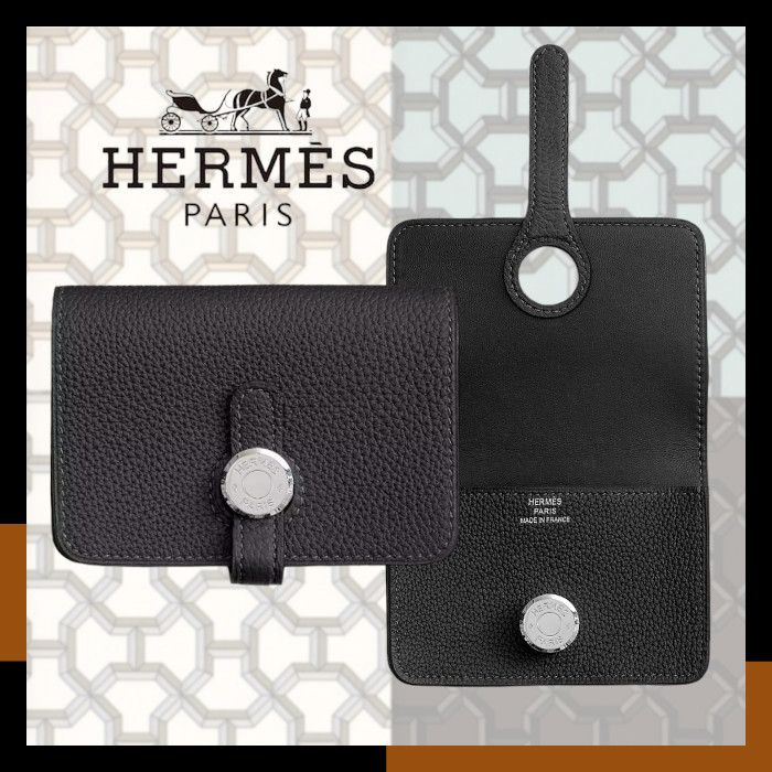 HERMES 稀少 カードケース 本革レザー ブラック ドゴン Dogon (HERMES