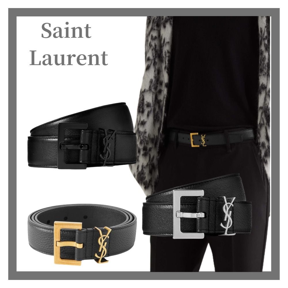 サンローラン】 3cmフルグレインレザーベルト (Saint Laurent/ベルト