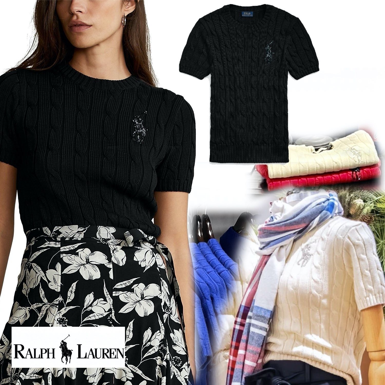 ポロラルフローレン ビーデッドビッグポニーケーブルニット (Ralph