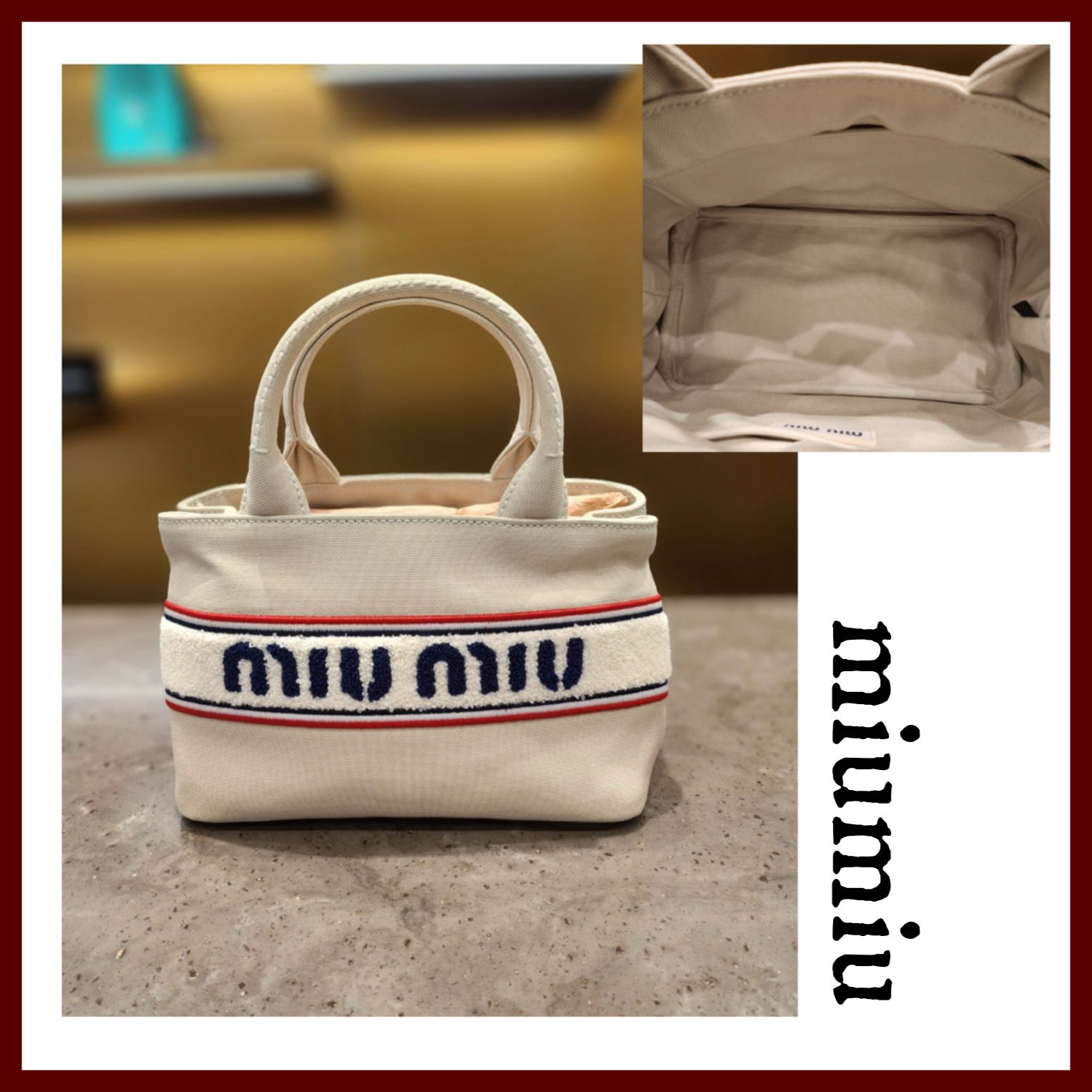 ミュウミュウ トートバッグ - ベージュ MIU MIU ミュウ ミュウ