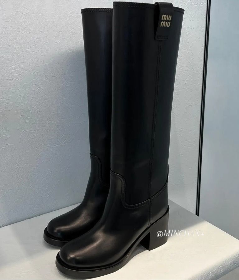 2カラー☆国内未入荷【Miu Miu】レザー ロング ブーツ (MiuMiu/ロング