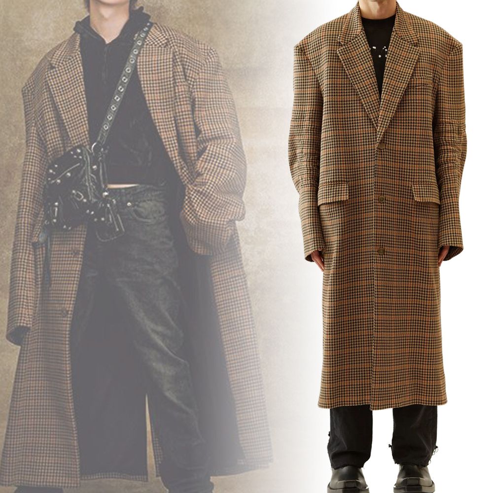 BALENCIAGA】千鳥格子チェック テーラードコート Beige 送料込