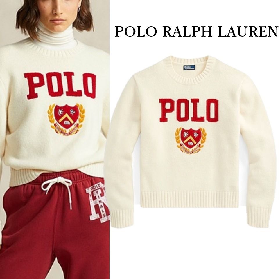 関税込◇POLO RALPH LAUREN LOGO & CREST ウールニット (POLO RALPH