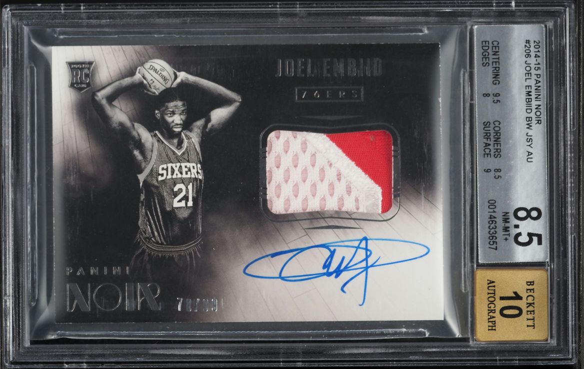 2014 Panini Noir Black & White Jersey Joel Embiid ROOKIE PATCH