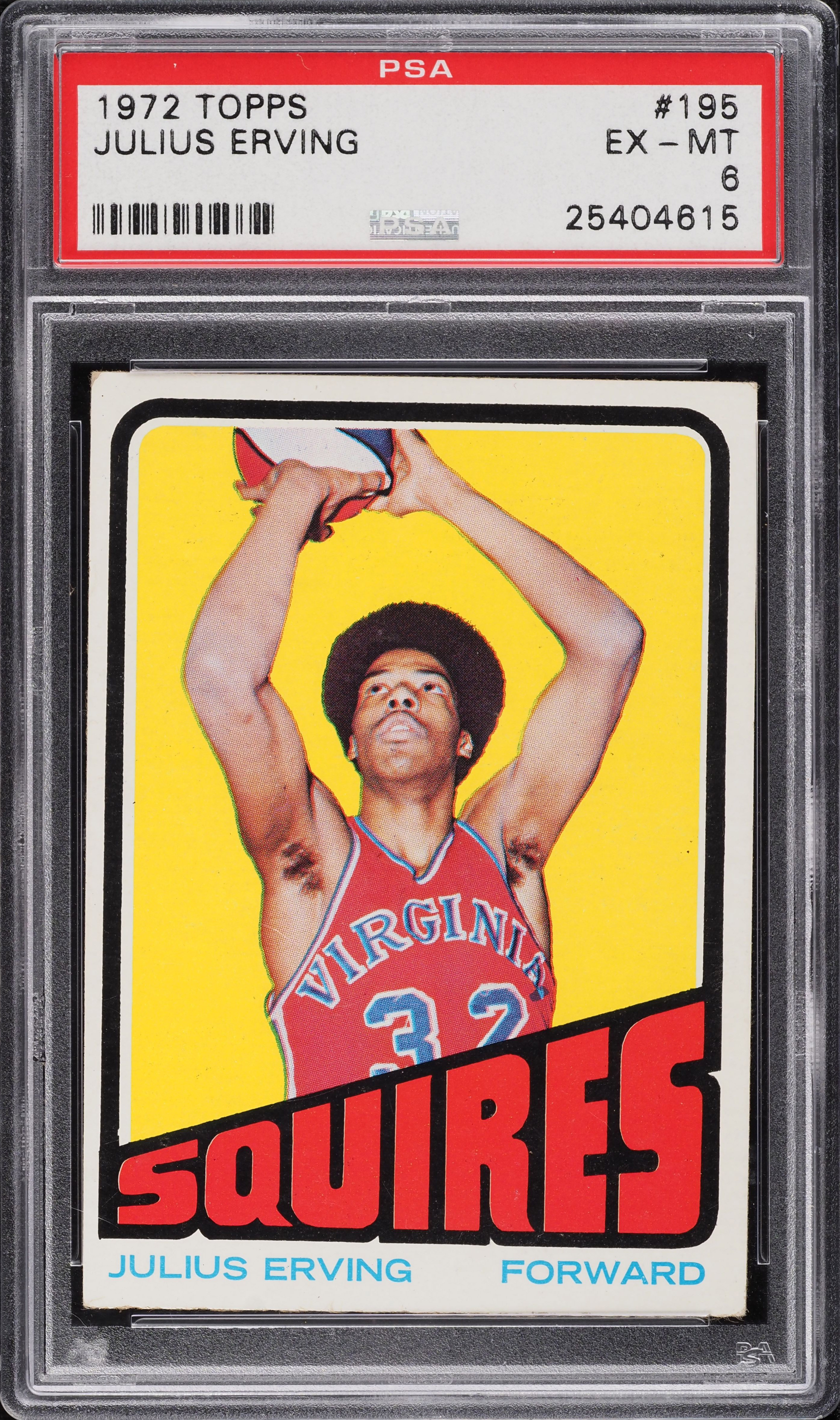 1972 Topps Basketball Julius Erving ROOKIE #195 PSA 6 EXMT on