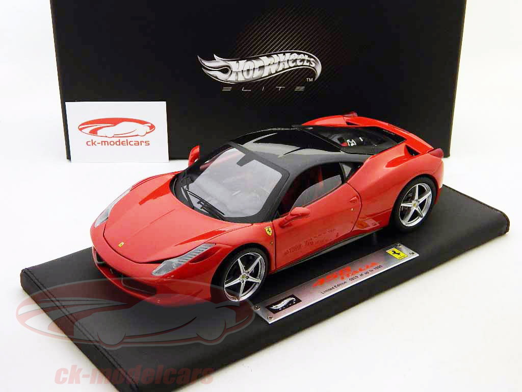 HotWheels Elite 1:18 Ferrari 458 Italia racing configuration red