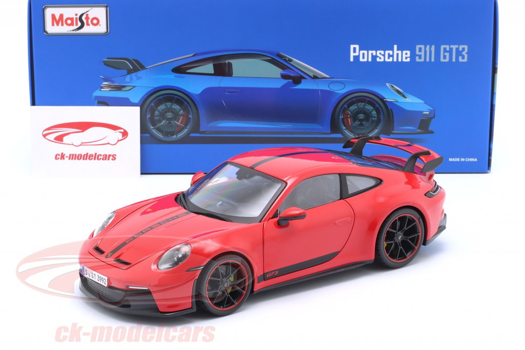 Maisto 1:18 Porsche 911 (992) GT3 建設年 2022 赤 36458 モデル 車