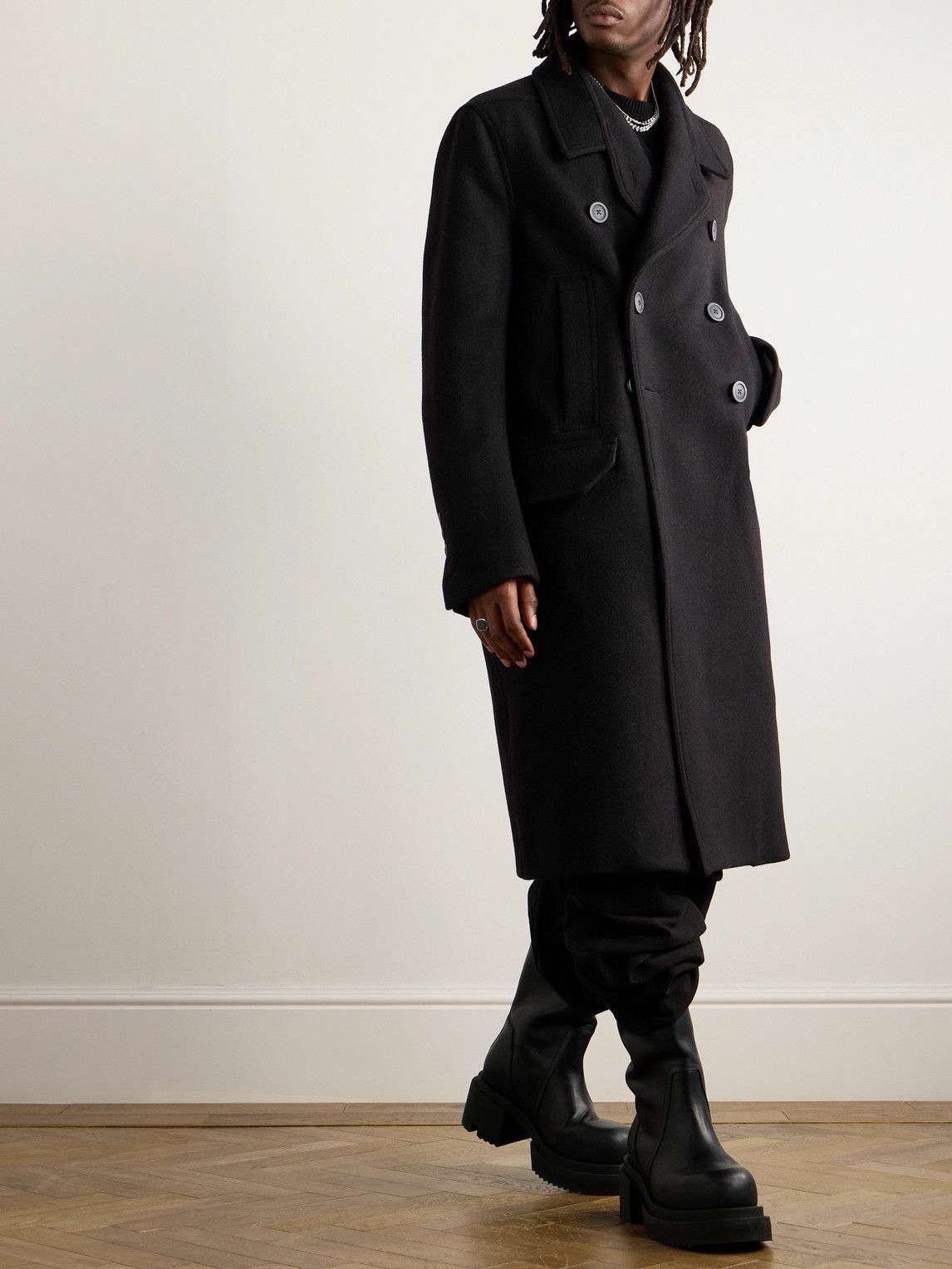 Rick Owens - Double-Breasted Virgin Wool Coat - Black Rick Owens
