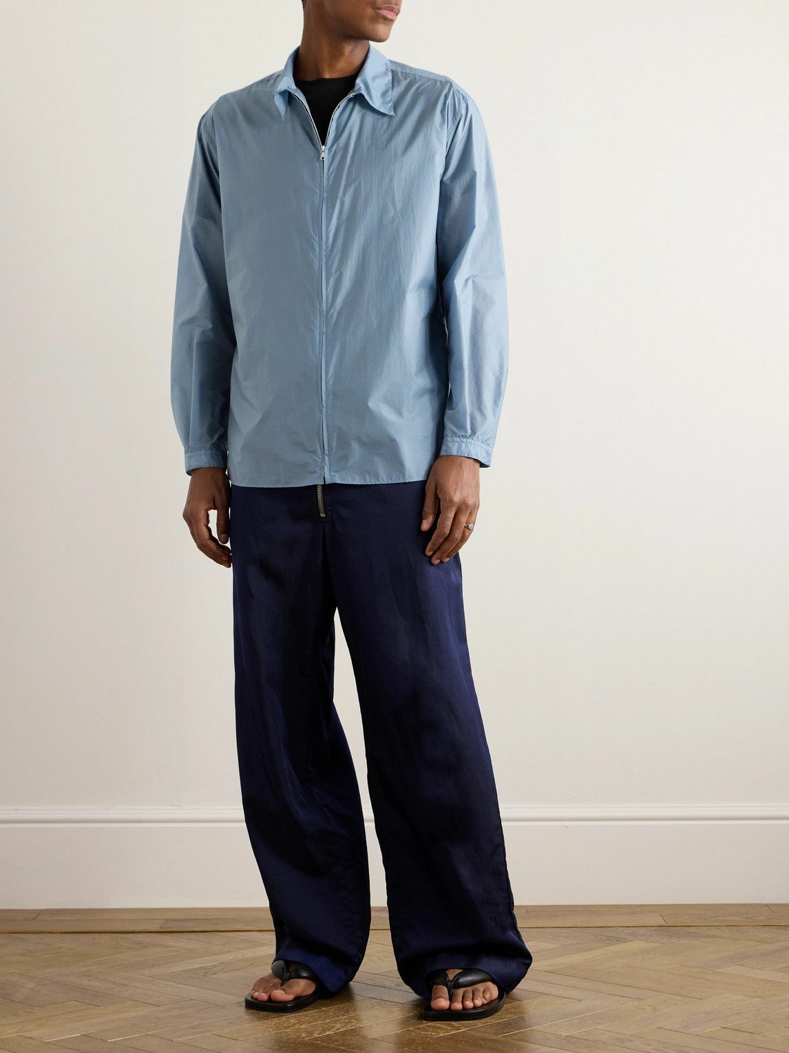 Auralee - Nylon Zip-Up Overshirt - Blue Auralee