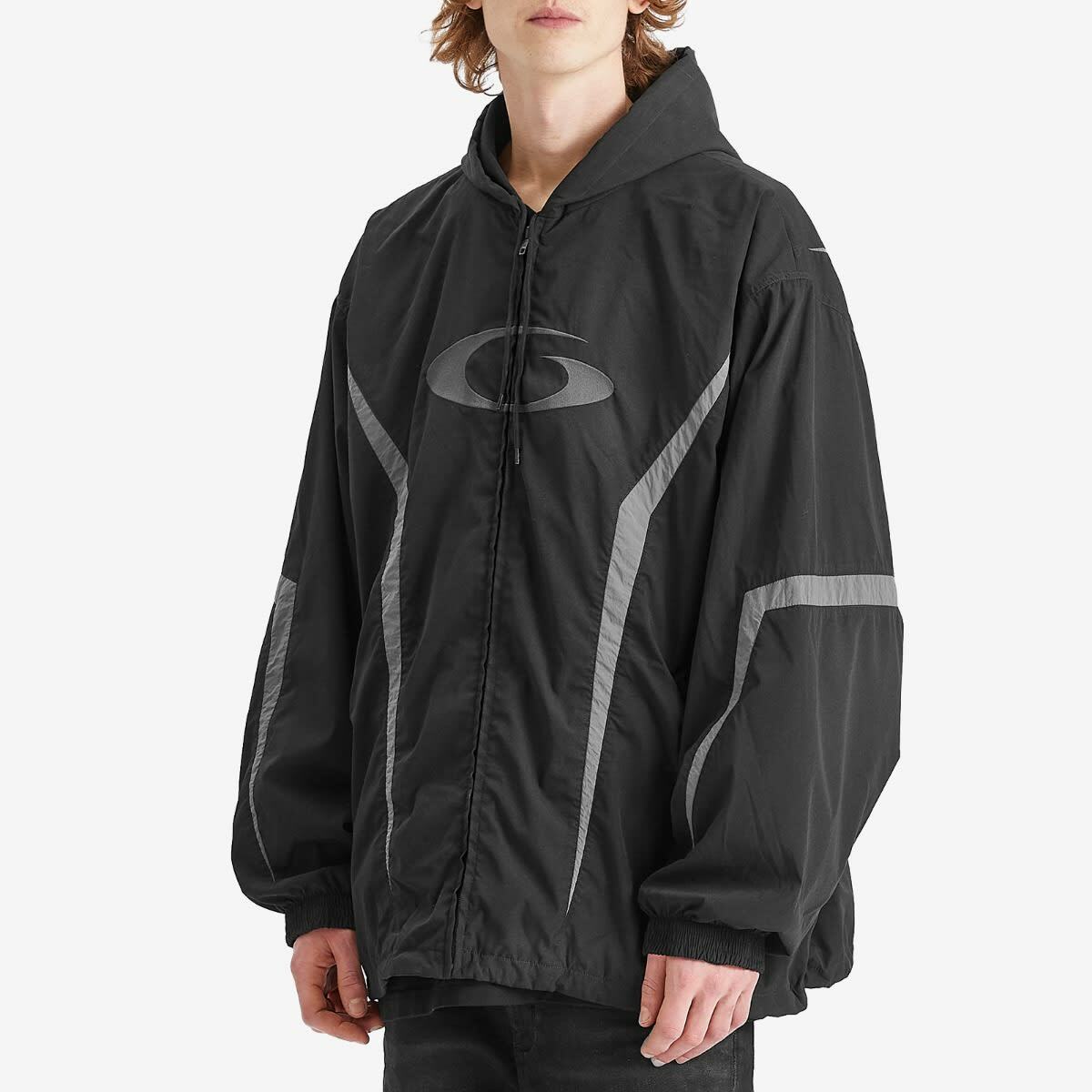Balenciaga Men's Tracksuit Jacket in Black/Elephant Grey Balenciaga