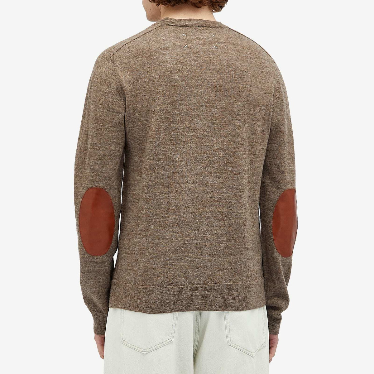 Maison Margiela Men's Elbow Patch Crew Neck Jumper in Walnut