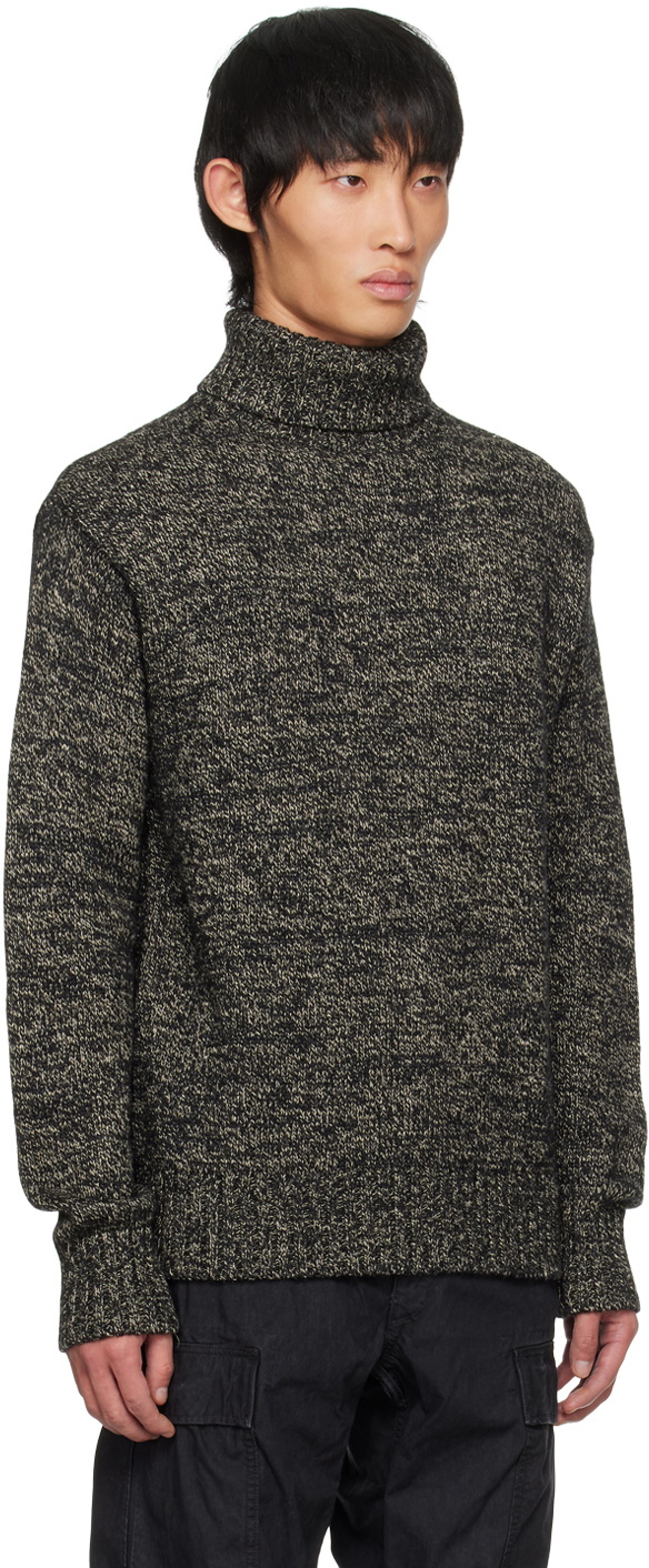 RRL Black & White Marled Turtleneck RRL